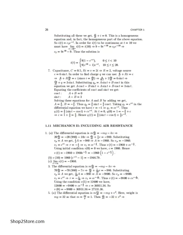 حل المسائل مقدمه ای بر معادلات دیفرانسیل با سیستم های دینامیکی